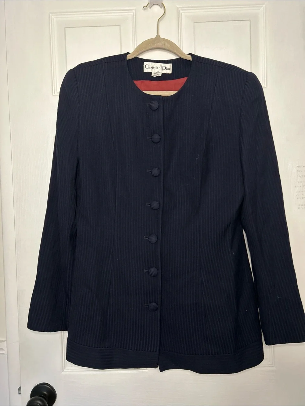 Christian Dior Vintage Striped Blazer Skirt Set